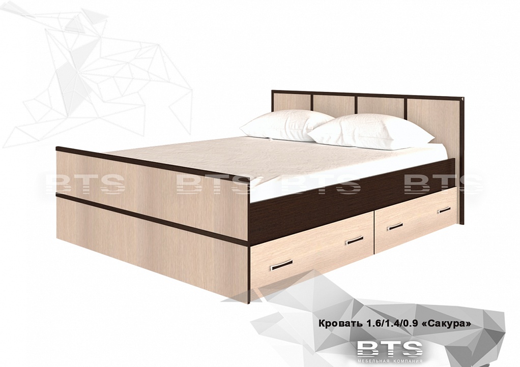Модульная система для спальни "Сакура" Кровать 1,6 "Сакура"